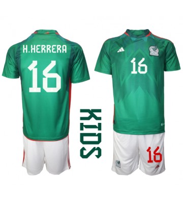 Mexico Hector Herrera #16 Hjemmebanesæt Børn VM 2022 Kort ærmer (+ korte bukser)